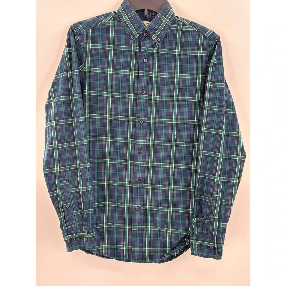 J. Crew Slim Fit Plaid Button Down Shirt Men's XS Blue Green Cotton